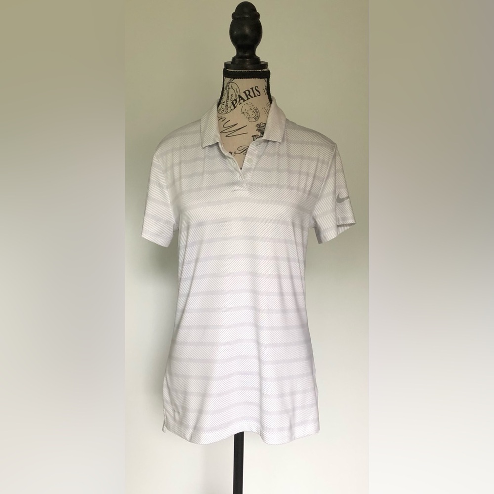 Nike Dri-Fit Women's Golf Top Gray and White Stripes Size Small